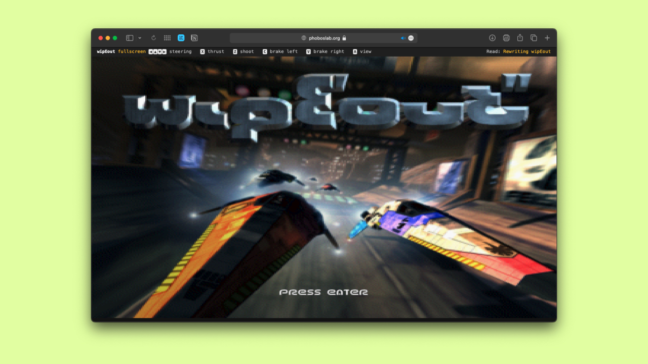 Разработчик выпустил браузерную версию классической игры Wipeout