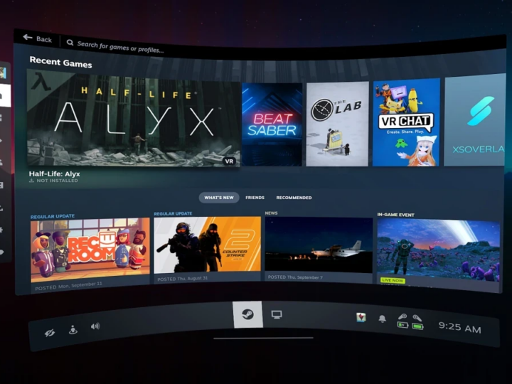 Valve показала интерфейс бета-версии SteamVR 2.0