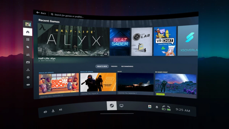 Valve показала интерфейс бета-версии SteamVR 2.0